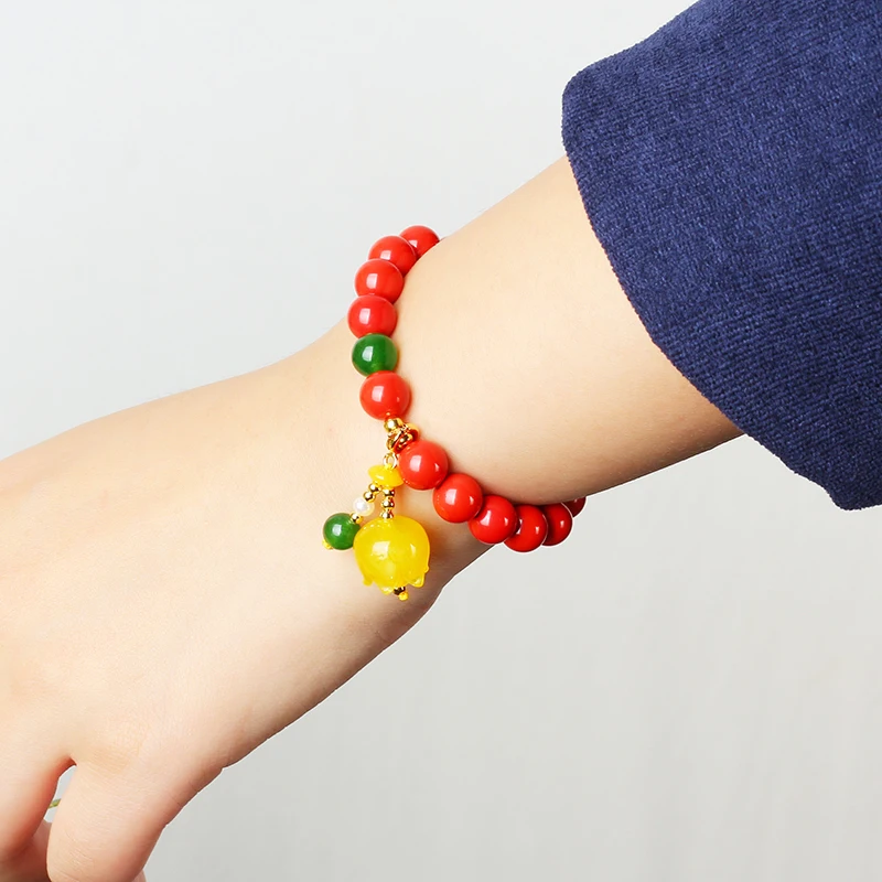 Yuhuicai оригинальный браслет из натуральной киновари женский пчелиного воска