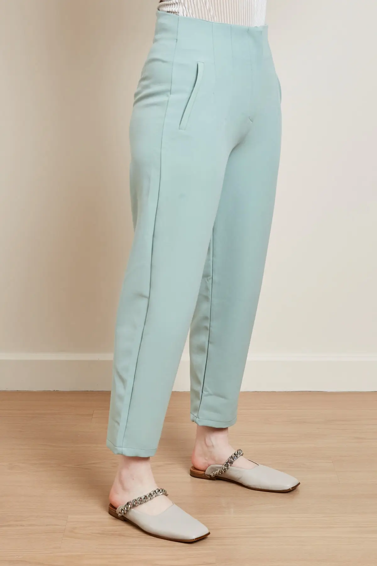 

Women Mint forceps High Waist Pants Women's Islamic Clothing Pants