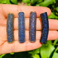 5pcslot blue zirconia curved tube bar spacer beads for women bracelet making handmade waist craft centerpiece jewelry accessory