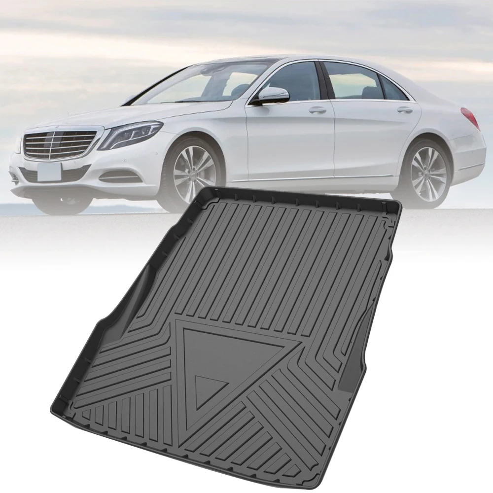 TPE Car Storage Box Pad Rear Trunk Mat For Mercedes-Benz S-Class Sedan 2014-2017 2018 2019 2020 Waterproof Protective Rubber Mat