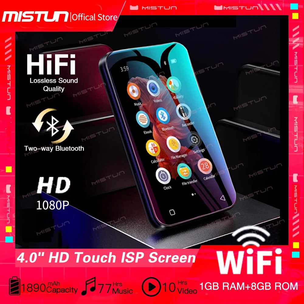 MP3-плеер с поддержкой Wi-Fi Android MP4 Bluetooth 4 0 дюйма FM/рекордер/браузер/макс. 512 ГГц |