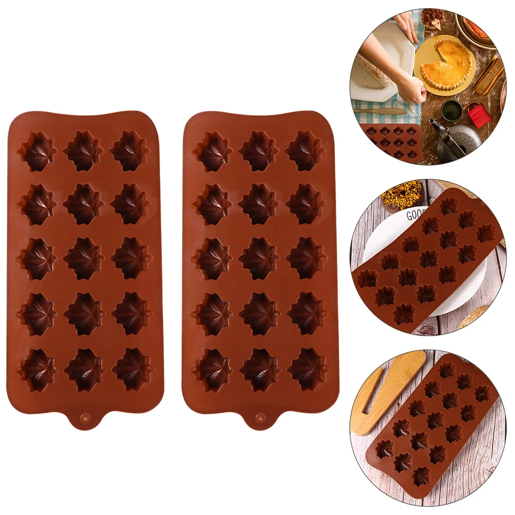 

3 Pcs Maple Leaf Mold Cake Candy Muffin Tray Silicone Baking Resin Molds Chocolate Syrup