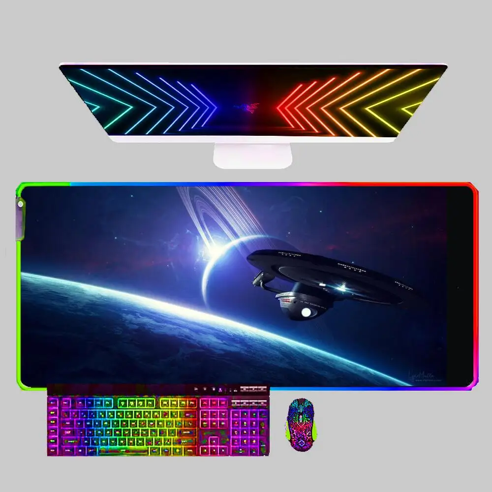 

Star Travel 900x400 RGB Mouse Pad Gamer LED Backlight Computer Pc Large Mousepad Carpet Gaming Accessories Keyboard Table Mat