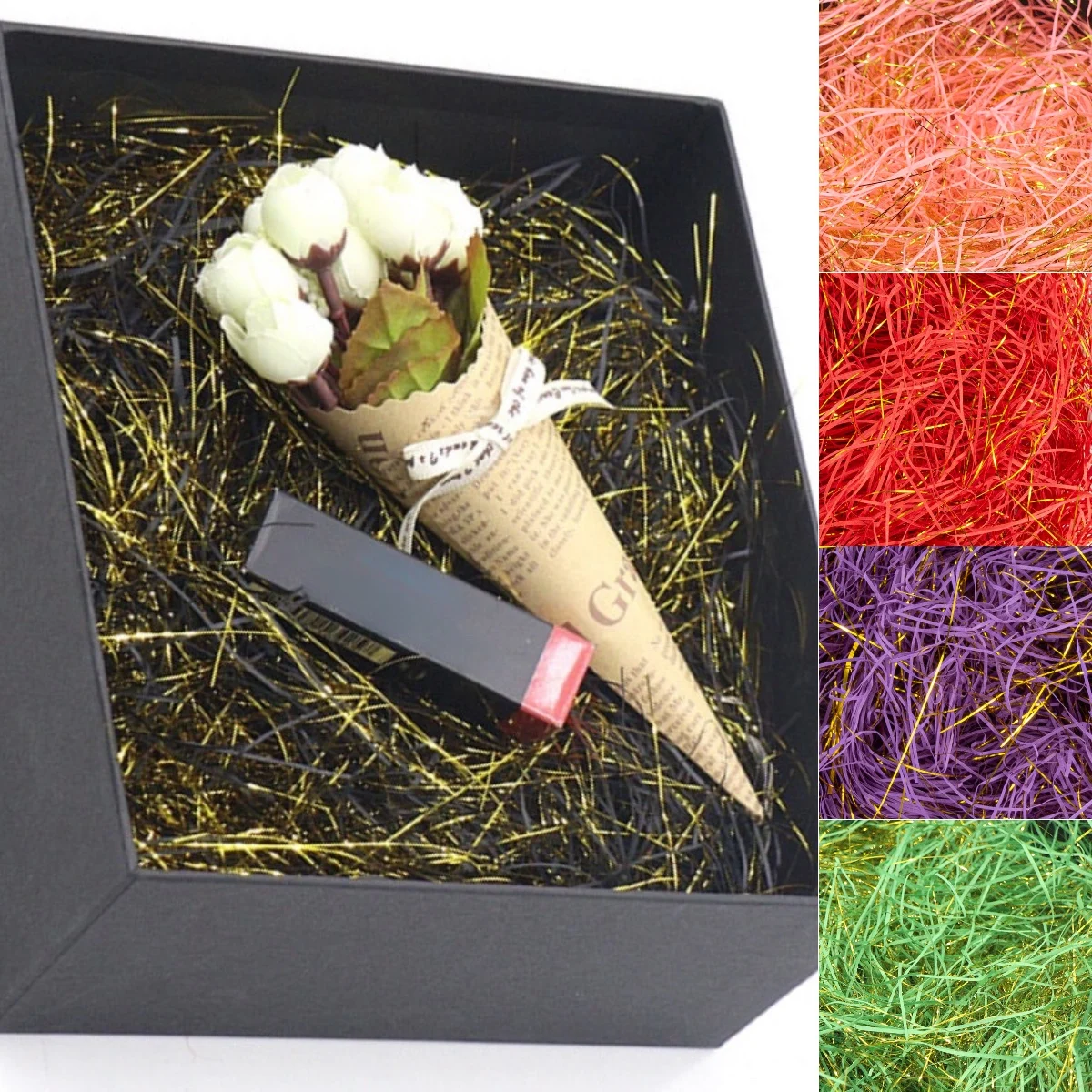 

1MM Fine Paper Silk Mixed Gold Decor Confetti Shredded Paper Raffia Filaments Filler Party Event Gift Box Packaging Filling New