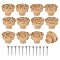 boho rattan dresser knobs round wooden drawer knobs handmade wicker woven and screws for boho furniture knobs