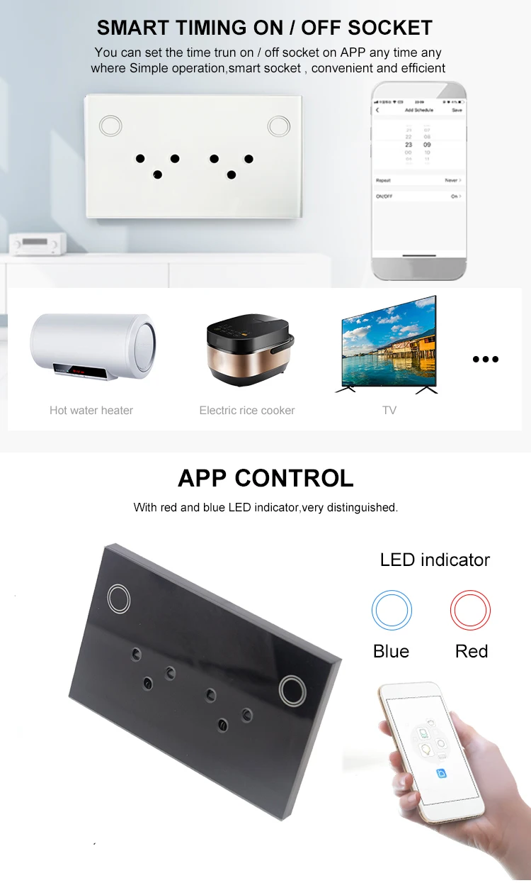 Wifi Smart Wall Socket Crystal Glass Touch Panel 250V 15A White Electric Israel Power Outlet | Electrical Sockets