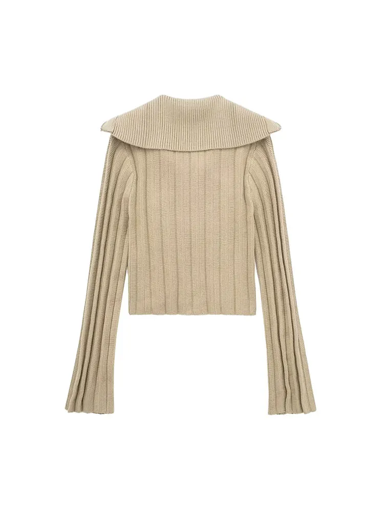 Женский трикотажный кардиган на молнии с длинным рукавом