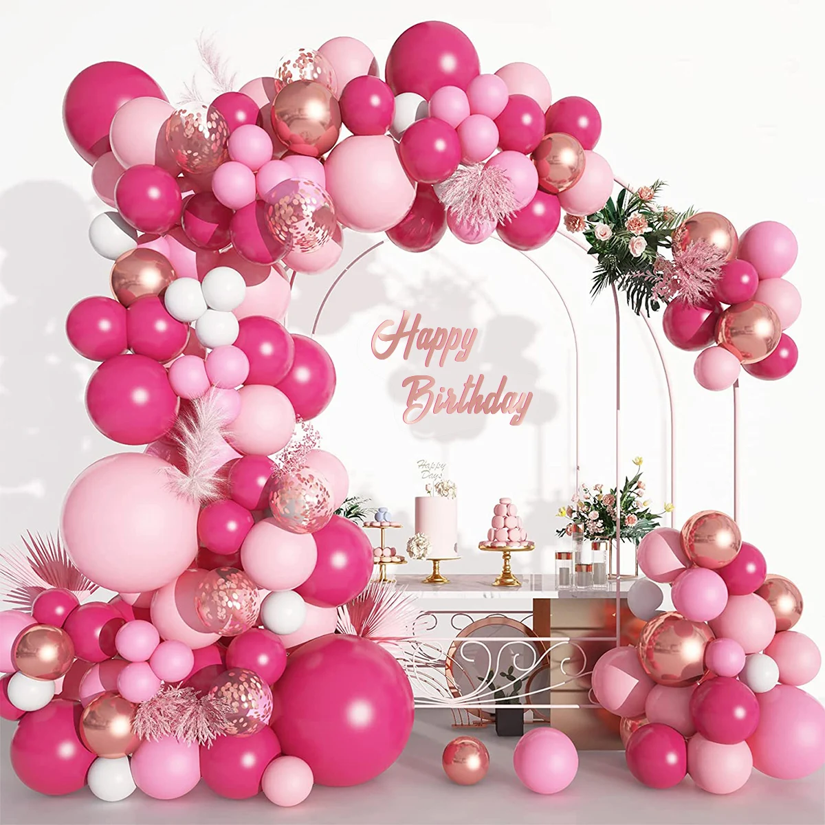 

Macaron Pink Balloon Garland Arch Kit Rose Red Confetti Latex Air Balloons Baby Shower Girl Birthday Party Wedding Decorations