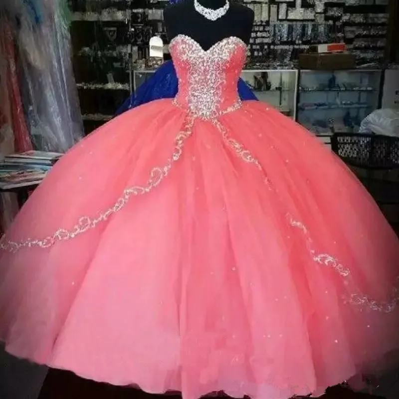 

Милое бальное платье, платья для Quinceanera, 15 вечерние официальные платья до пола с аппликацией и кристаллами, платья принцессы на день рождени...