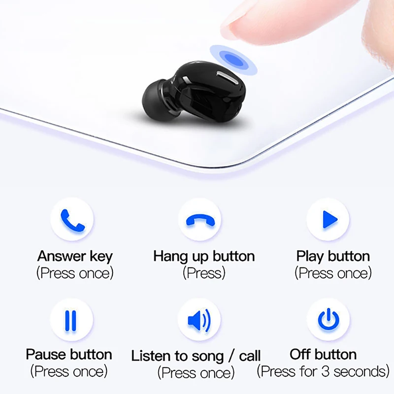 Фото Новые беспроводные наушники Bluetooth 5,0, наушники-вкладыши с микрофоном, спортивные водонепроницаемые TWS наушники, Bluetooth гарнитура №2