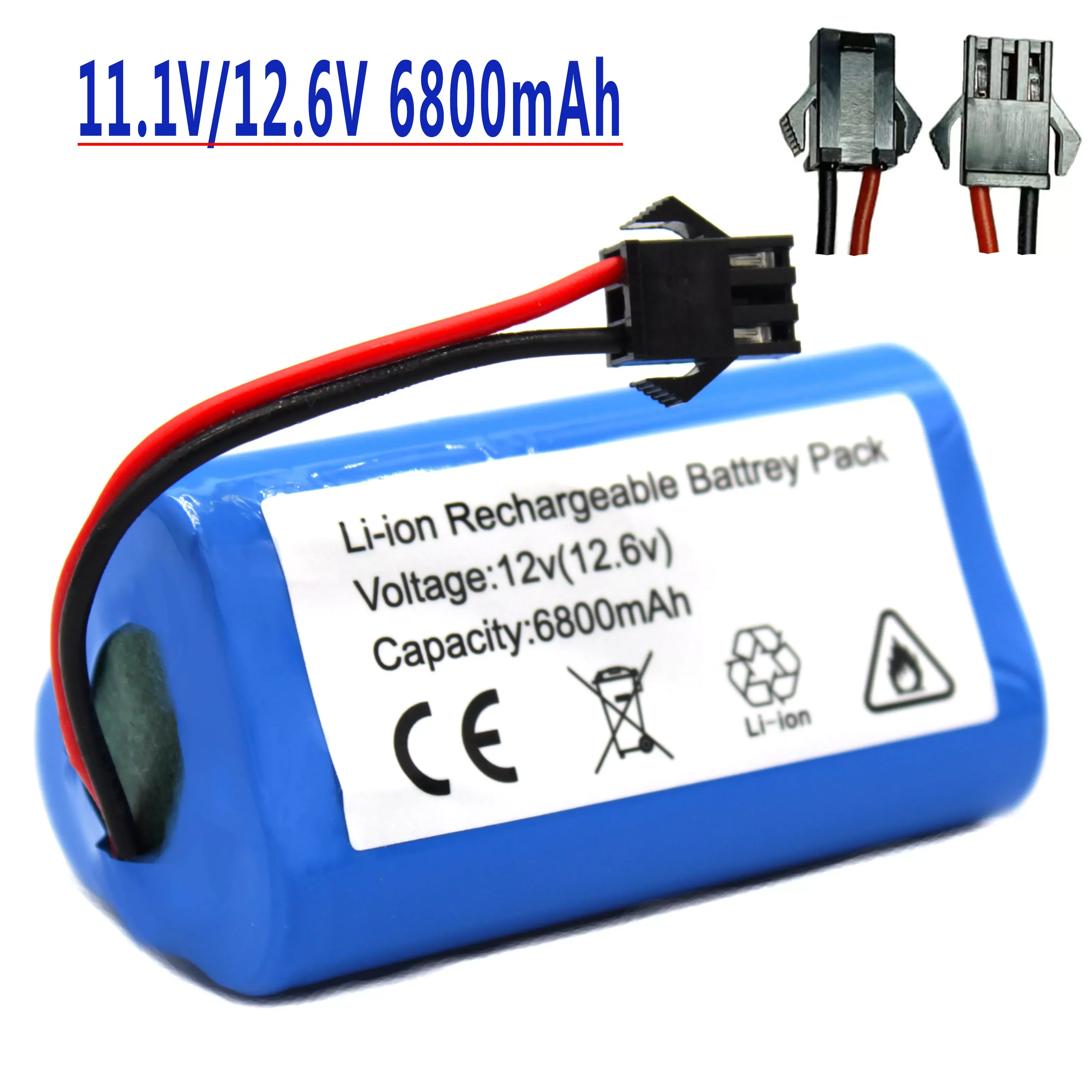 

100%New.11.1V/12.6v 6800mAh 18650 Li-Ion Replacement Battery For Ecovacs Deebot Deepoo CEN330 CEN332 / CR330 CR333 Vacuum