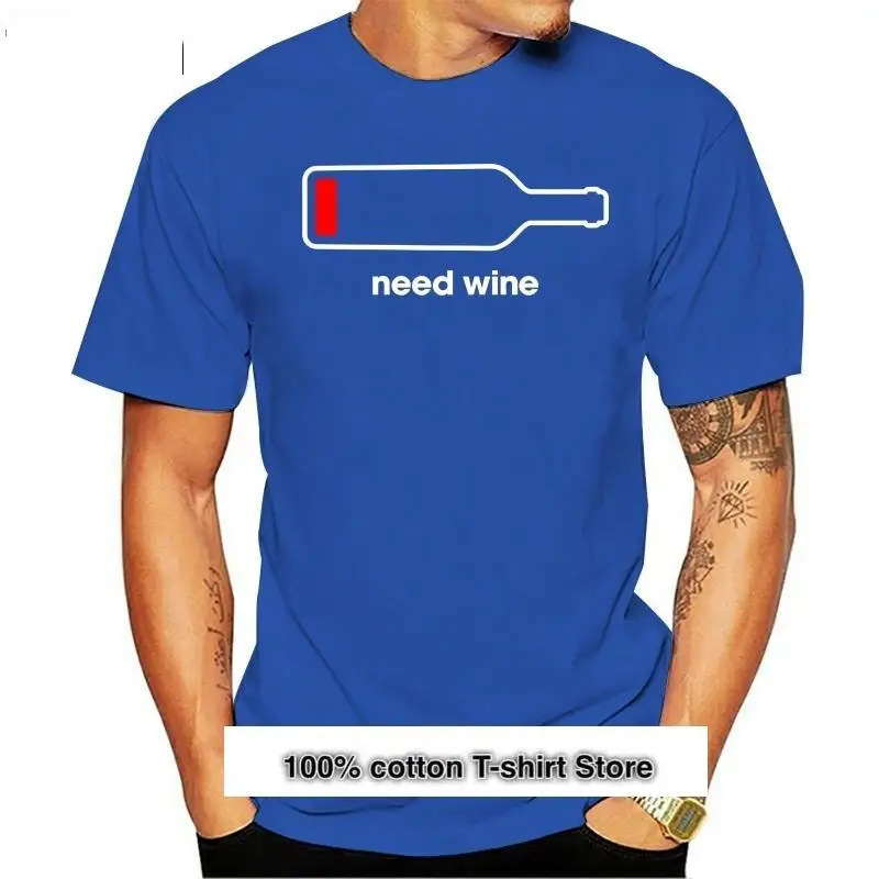 

Camisetas Need Wine para hombre, camiseta divertida con batería para beber Teléfono, camiseta de manga corta para hombre