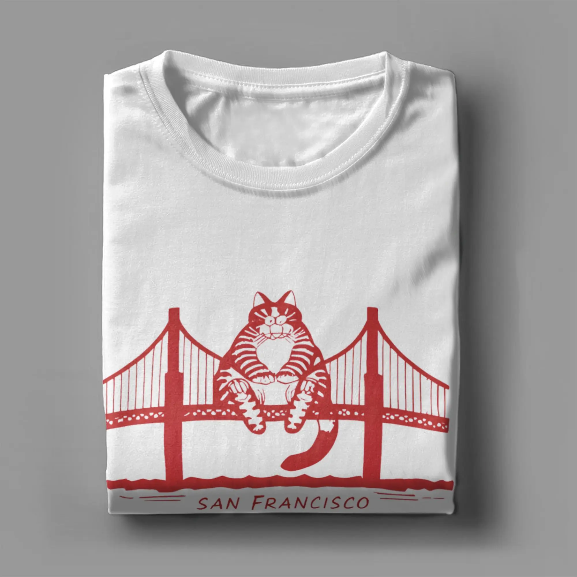 Фото Мужские футболки Project Hail Mary B Kliban Cat San Francisco Golden Gate Fun, хлопковые футболки с короткими рукавами, одежда с круглым вырезом №4