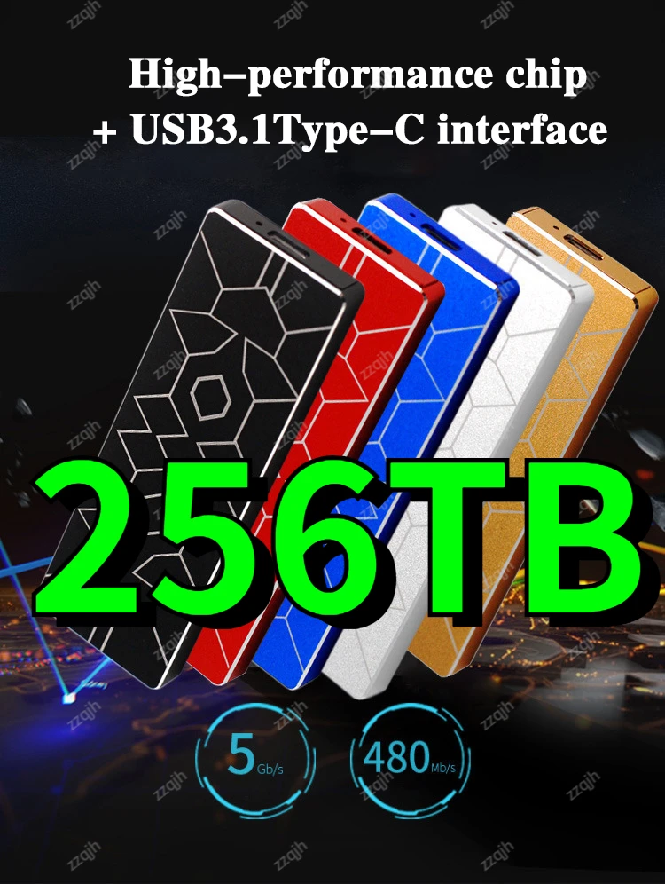 

New 2023 SSD 256TB M.2 External Hard Drive TYPE-C High Speed Mobile Hard Drive USB 3.1 Solid State Drive Original Storage Device