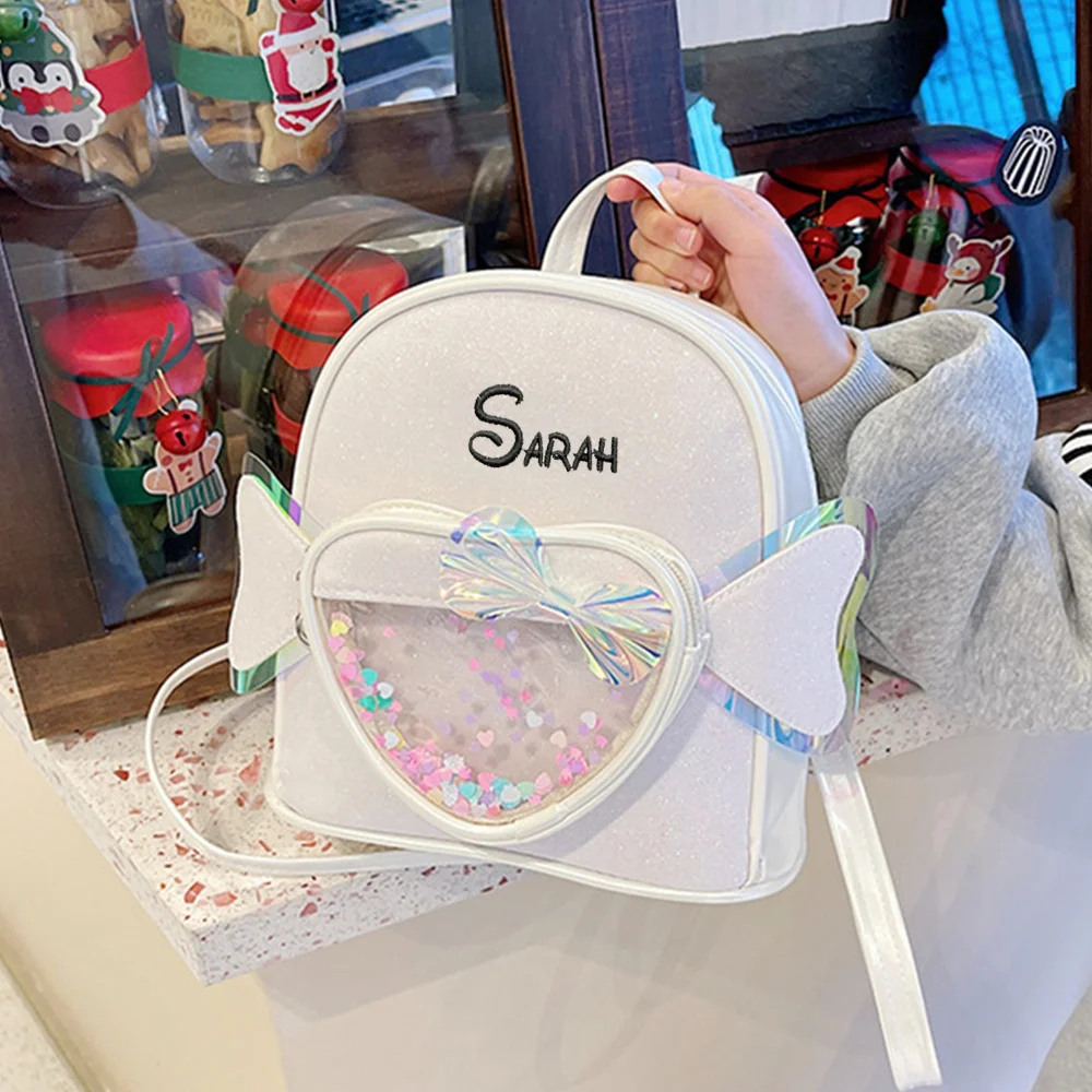 

Детский рюкзак с вышивкой и бантом для девочек