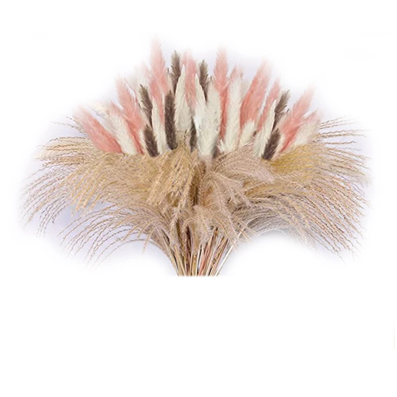 

60Pcs Natural Dried Pampas Grass Ornament, Fluffy Dried Flower Bouquet, Suitable For Home Boho Ornament Wedding Party