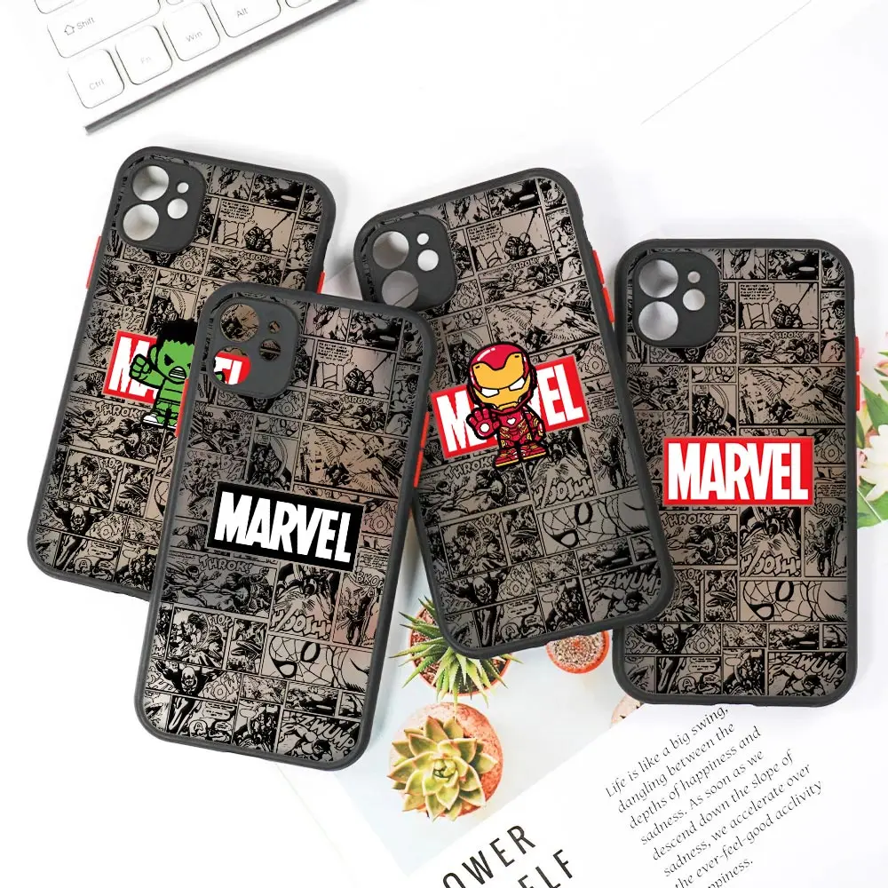 

Avengers Marvel Comics Clear Cases For iPhone 14 13 Pro Max 12 11 Pro SE X XS XR 7 8 Plus Luxury Fundas Matte Back Cover Ironman