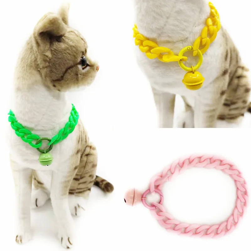 

1Pc Candy Colored Cat Collars Adjustable Puppy Kitten Necklace with Bells Teddy Pomeranian French Bulldog Collar Cat Accessories