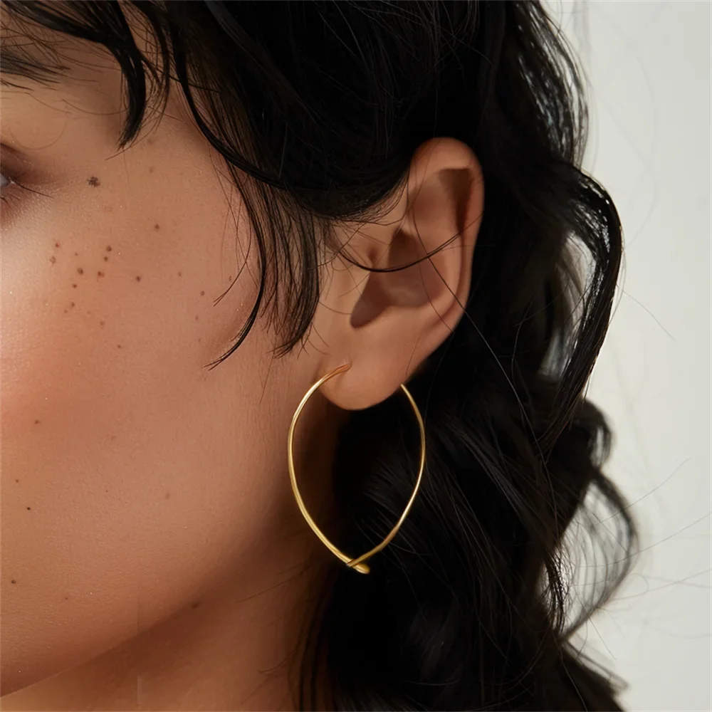 KO стерлингового серебра 925 пробы большие серьги с резьбой женские гладкие модные