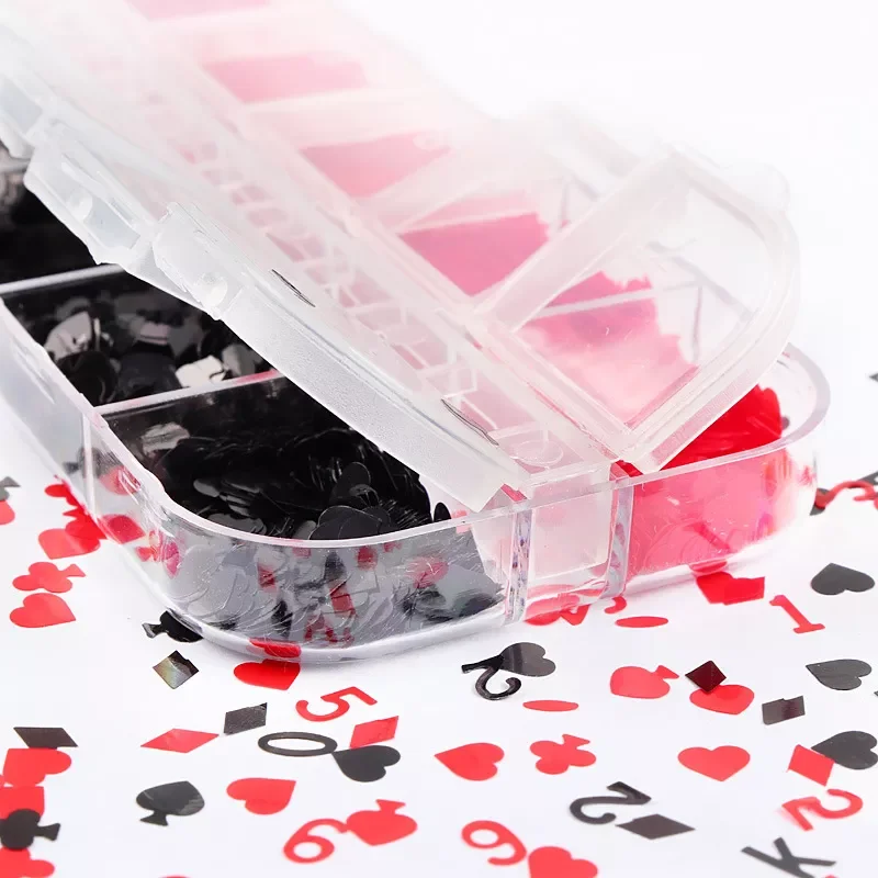 

Grids Nail Art Sequins Heart Diamond Spade Geometric Number Playing Cards Flakes Slices Manicure Decals Accessories
