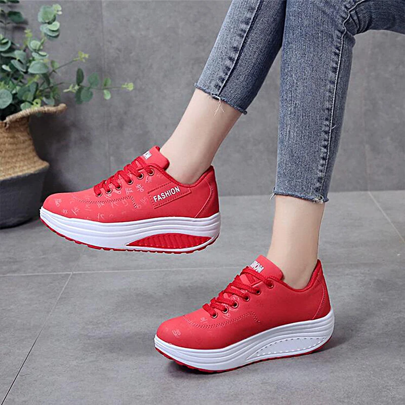 Women Shake Shoes Platform Running Sneakers Thick Bottom Wedges Walking Shoes  Zapatos
