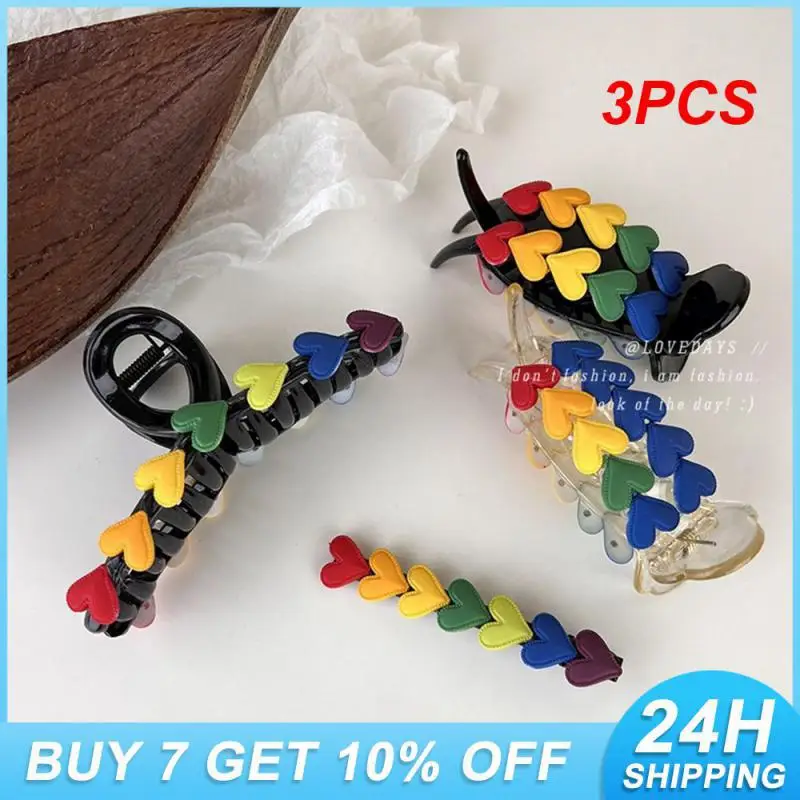 

3PCS Girl Hairpin Healthy Material Fashionable Rainbow Hairpin Womens Exquisite Hair Clip Fashion Hair Accessories Shark Clip