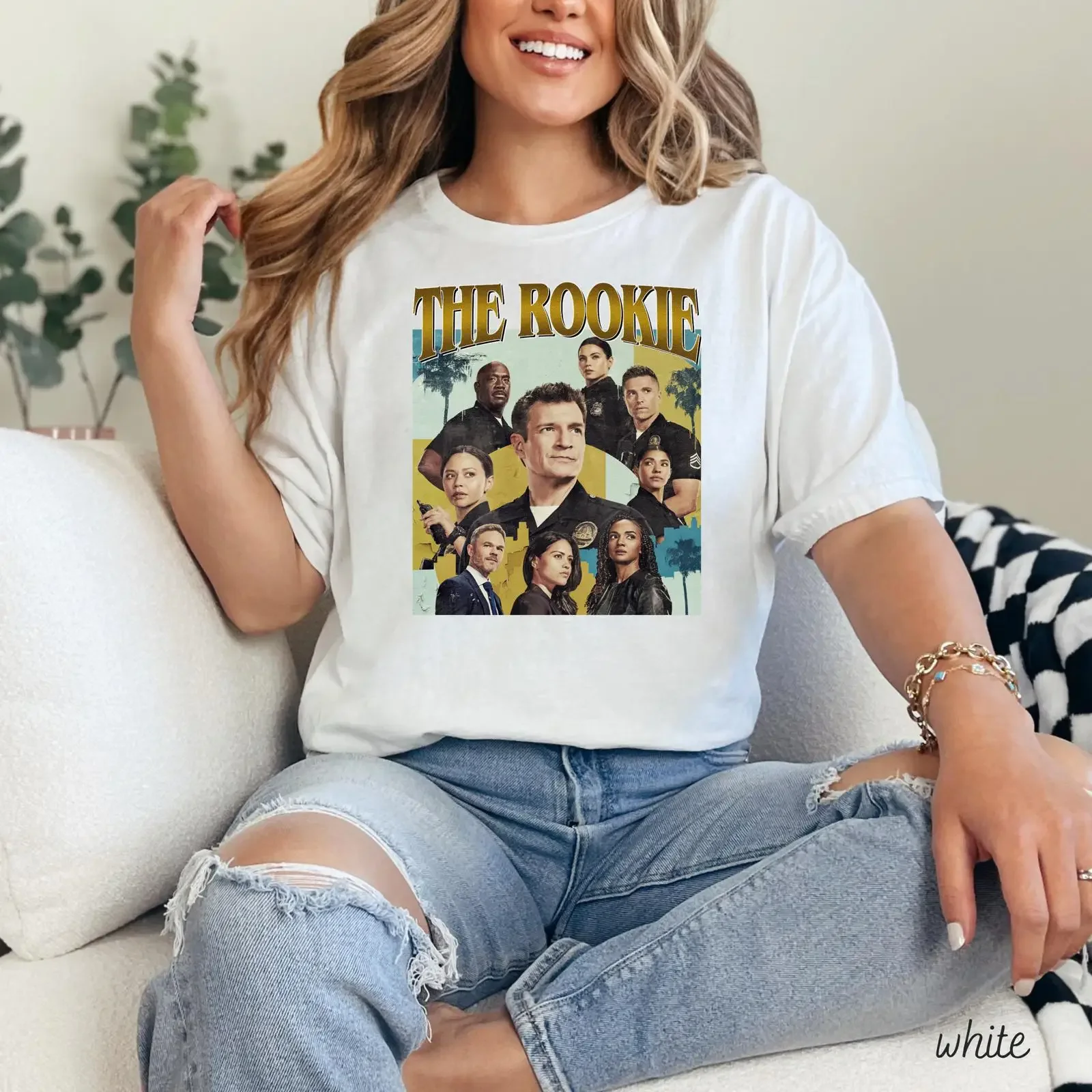Фото Футболка и толстовка с принтом «The Rookie TV Show», уютная одежда для фанатов, винтажная дизайнерская одежда с эффектом потертости, эластичная, с графическим принтом, универсальная, удобная. №1