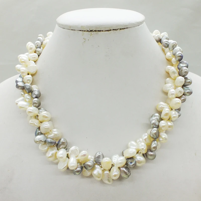 

Excellent AAA 3 shares, baroque seawater pearl. White pearl necklace 19"