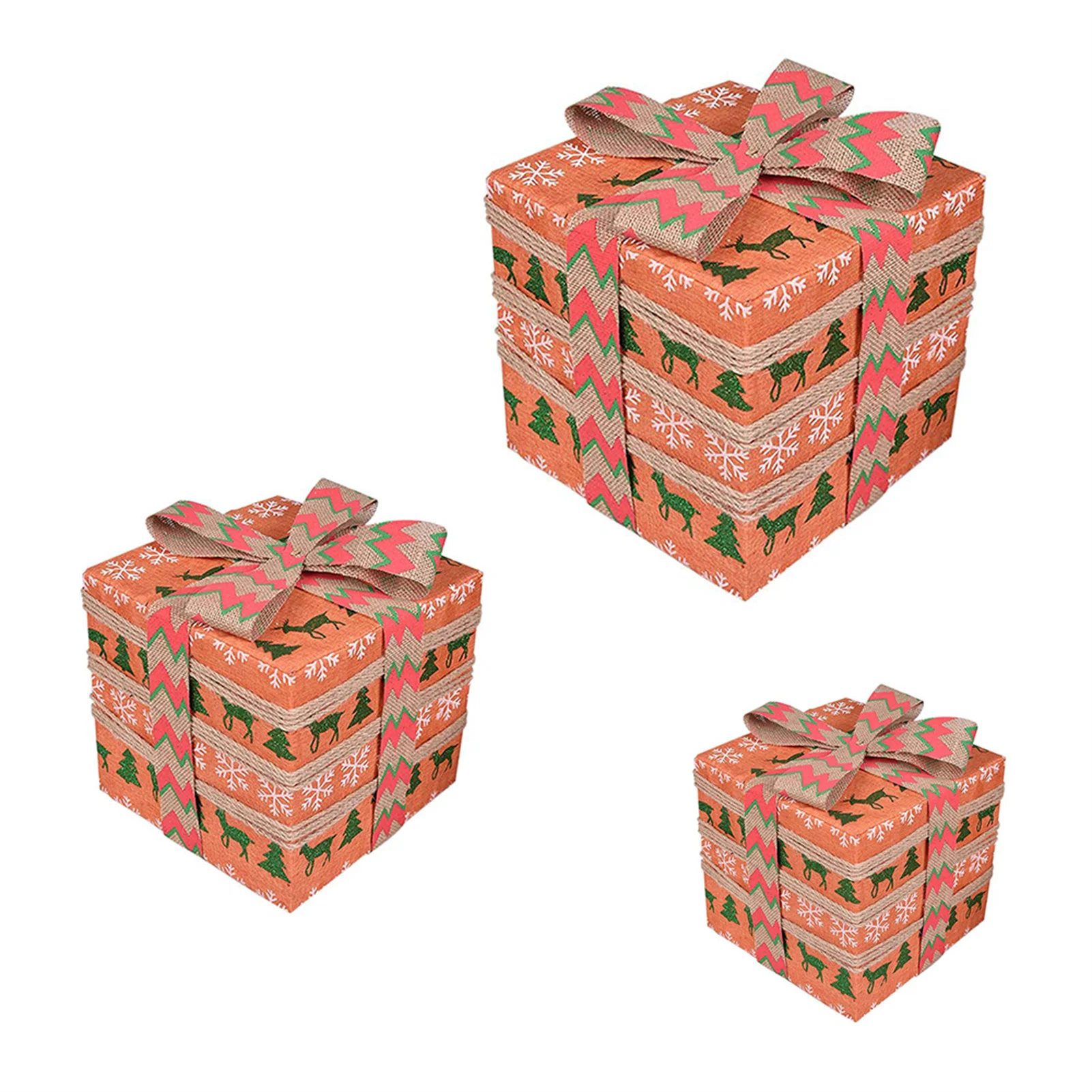 

3pcs Christmas Under Tree Decoration Well Made Lighted Gift Boxes for Christmas Party Decoration