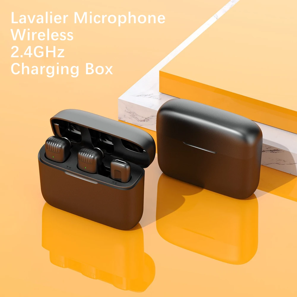 

Wireless Lavalier Microphone With Charging Box Mini Portable Audio Video Recording Mic For Smart Phone Camera Sound Cards