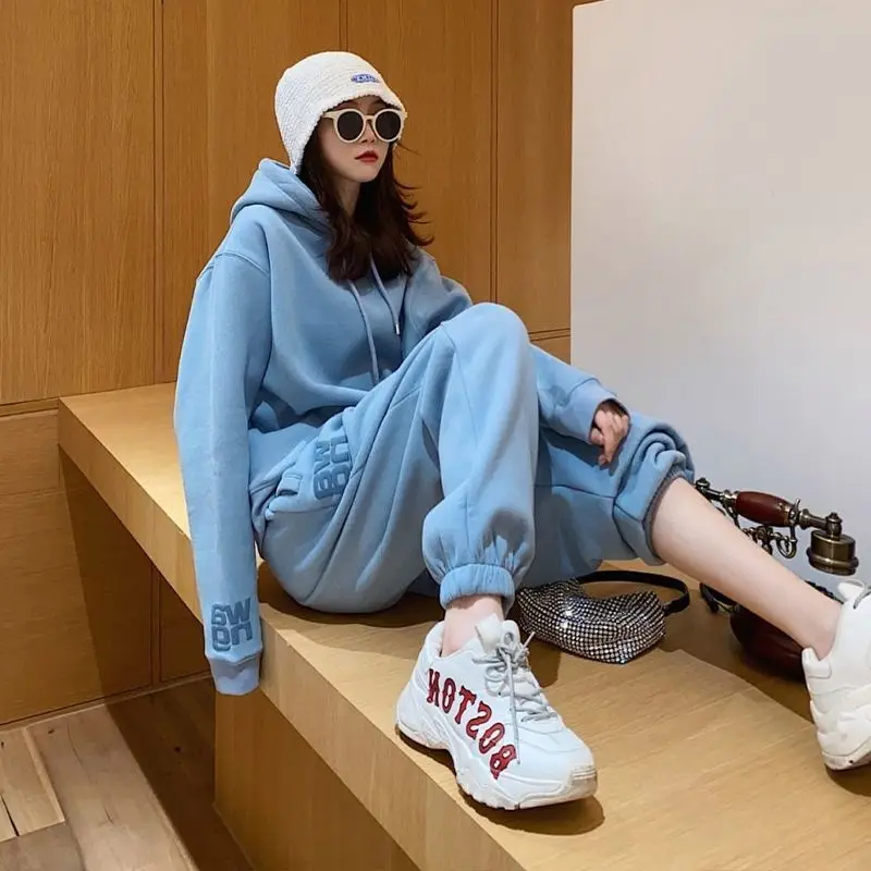 

Women's Clothing Sports Outfits 2023 Spring Autumn New Korean Version Loose Fashion Sweater Casual Running Two Piece Set