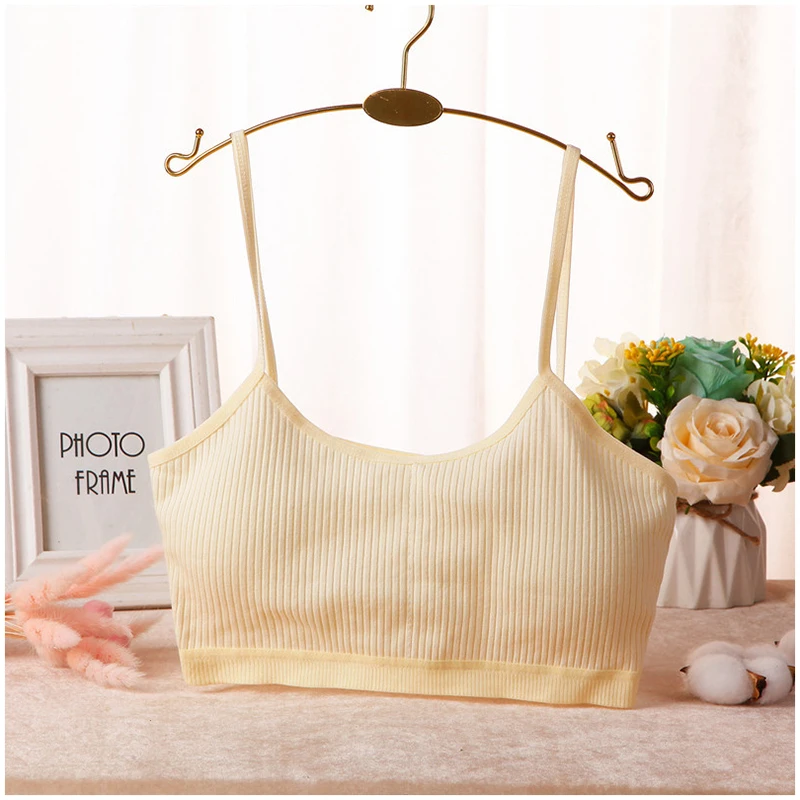 

Women's erotic lingerie Threaded beauty back strap wrapped chest pure cotton no steel ring bra sexy breathable sports underwear