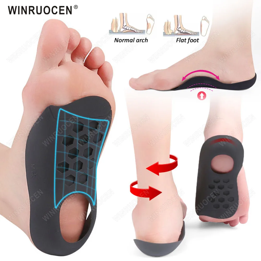 

WINRUOCEN O-Shaped Legs Flatfoot Orthotics Insoles Unisex Correction Arch Support Plantar Fasciitis Men/Women Foot Care Insert