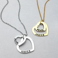 engraved names necklaces custom heart pendant necklace name jewelry for woman personalized hearts necklace gift for mom
