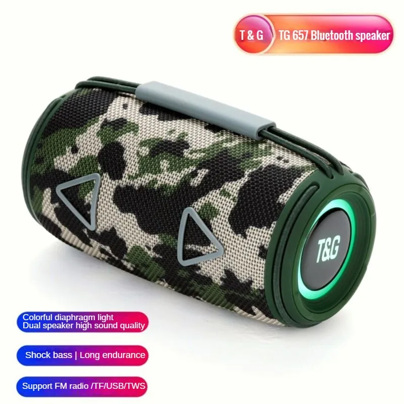 Беспроводная Bluetooth-Колонка TG657, портативная стереоколонка с внешней картой, 360, TF, FM