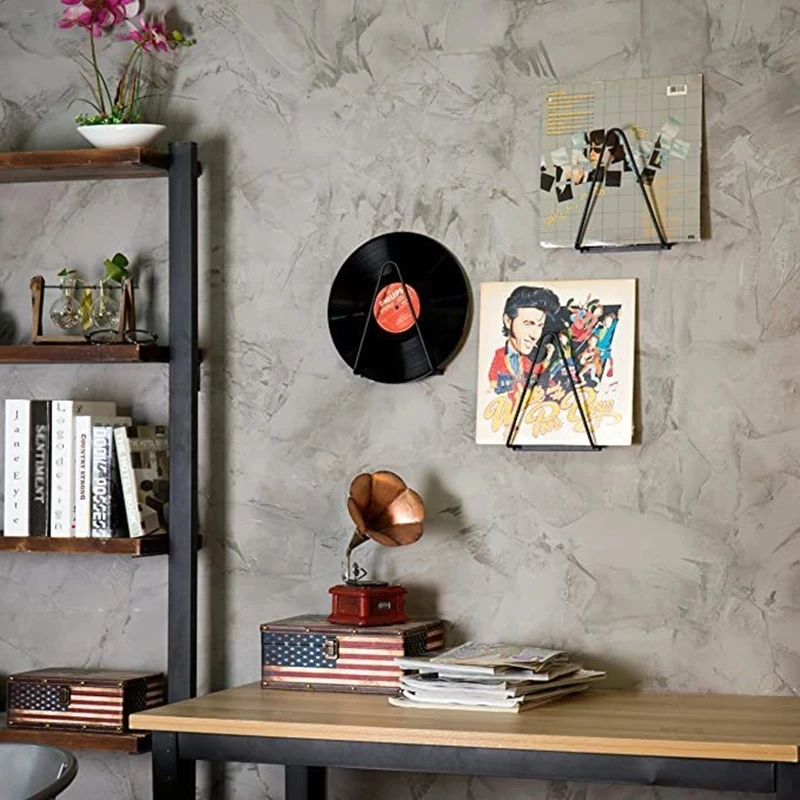 Vinyl Record Holder Display Shelf Wall Mount Frame Album Record Display Stand Iron Record Storage Organizer Bookshelf Holder