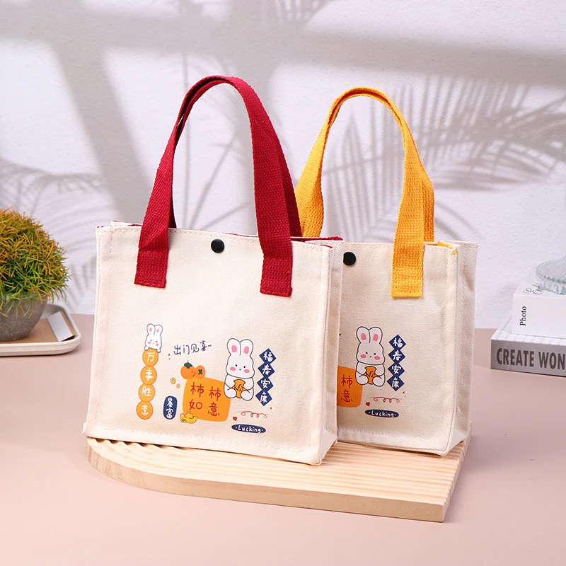 Холщовая женская сумка-тоут портативная вместительная сумка для обеда с милым