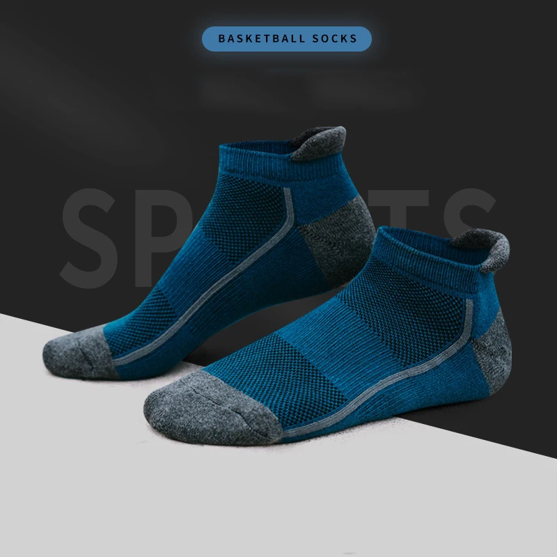 Sports Socks Men Fitness Non Slip Towel Bottom Thickened Running Socks Shallow Mouth Basketball  Low Top Color Matching Cotton