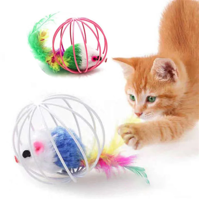 

Игрушка для собак и кошек, палочка с пером и колокольчиком, клетка для мыши, игрушки, пластиковые искусственные красочные аксессуары для домашних животных, аксессуары для кошек