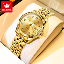 OLEVS Luxury Stainless Steel Gold Bracelet Quartz Watch for Women Waterproof Calendar Fashion Womens Watches Relogio Feminino 