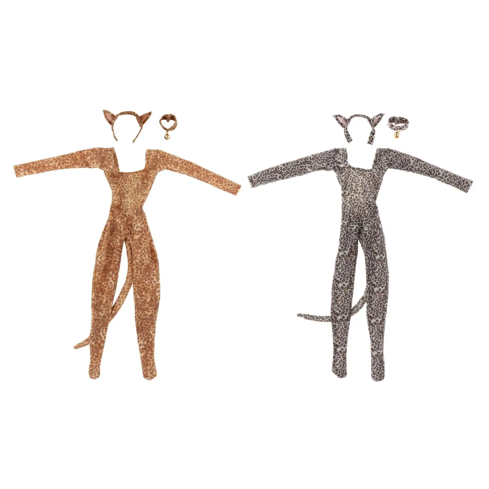 

Женский костюм с леопардовым принтом, чокер с шейным воротником, повязка на голову для 12 дюймов, 1/6