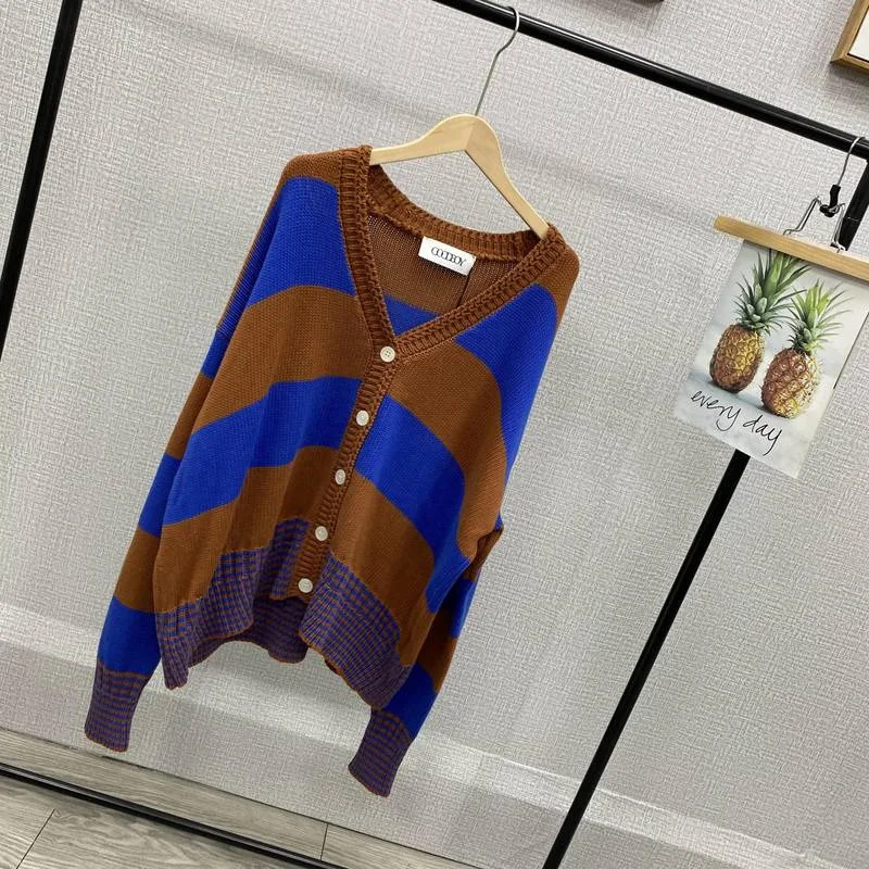 XOXOGOODBOY High-Quality Onesize GOODBOY Men 1:1 Stripe Knit Sweatshirts Hem Slightly Oversized Women Knitted Sweater