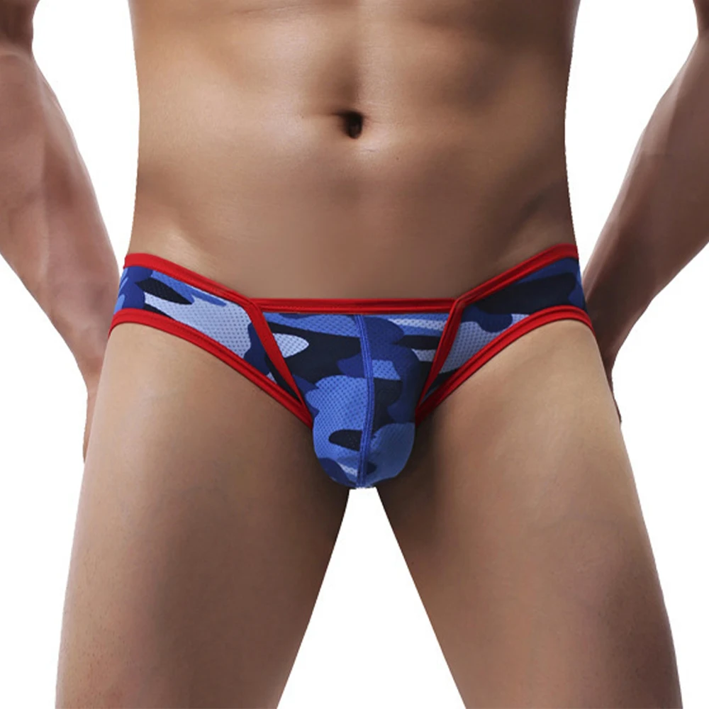 

Men Bulge Pouch Underwear Male Camouflage Underpants Low-rise Bikini Panties Man Breathable Mesh Briefs Soft Comfortable Knicker