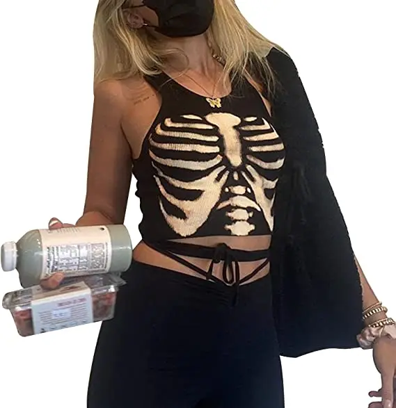 Женский укороченный топ без рукавов для подростков жилет с рисунком в виде