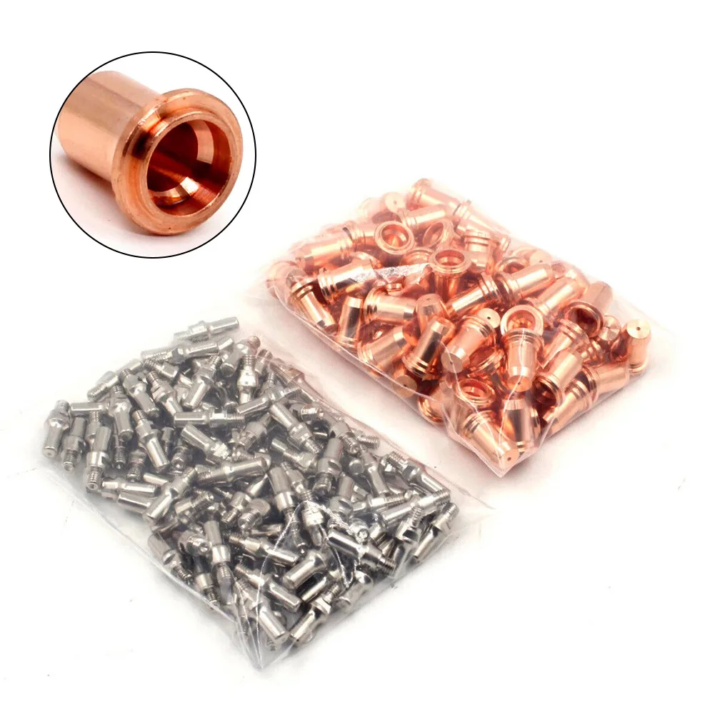 

200pcs 52582 Electrode 51313 1.0mm Plasma Nozzle 40-60A For IPT-60 PT60 PT40 IPT-40 Torch Copper Hafnium Welding Equipment Parts