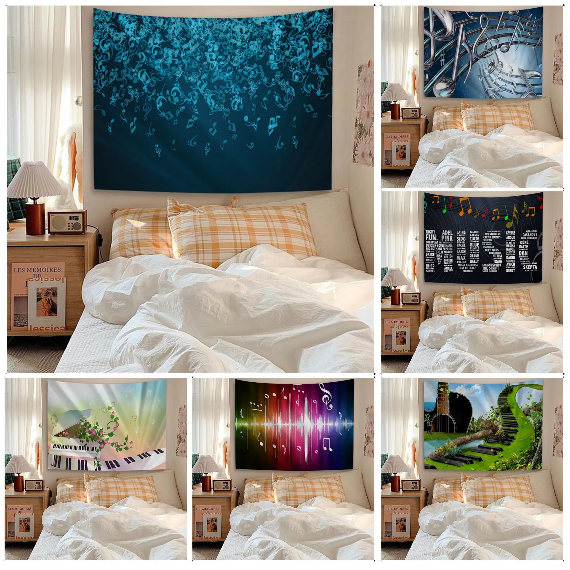 

Piano Letter Wall Tapestry Art Science Fiction Room Home Decor Kawaii Room Decor
