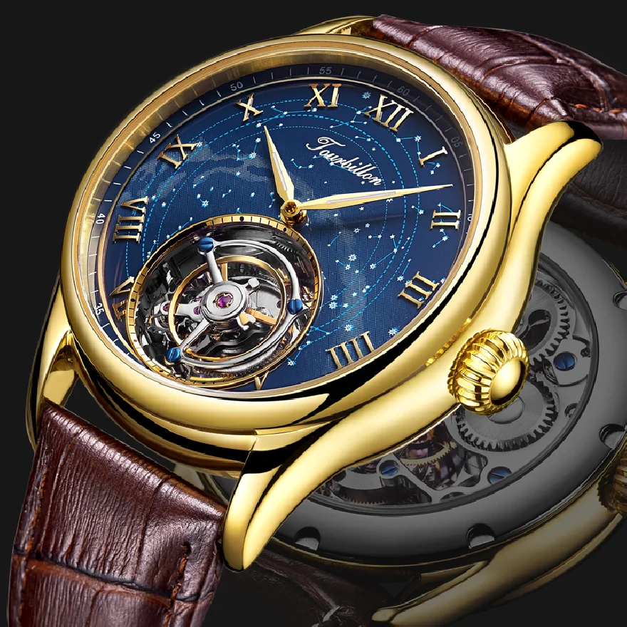 

AESOP Special Tourbillon Watch Men's Mechanical Watches Starry Sky Pattern 2021 New Clock Gift for Friends relogio masculino