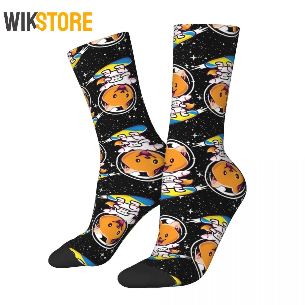 Забавные сумасшедшие носки для мужчин и женщин космические лисы стиль хип-хоп