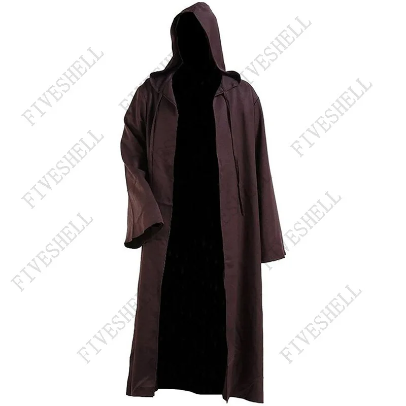 

Adult Man Medieval Cosplay Costumes Halloween Cloak Solid Color Hooded Jacket Jedi Force Awakened Carnival Fancy Clothing