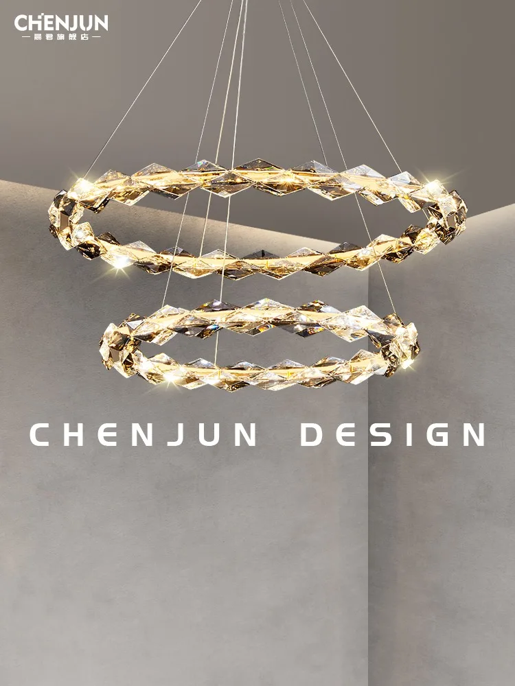 

New Crystal Chandelier Light Luxury Lamp in the Living Room Post-Modern Simple Lobby Light High-End Elegant Designer r